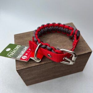 Worldpet Paracord Dog Collar Adjustable Collar  Size S Red/Black